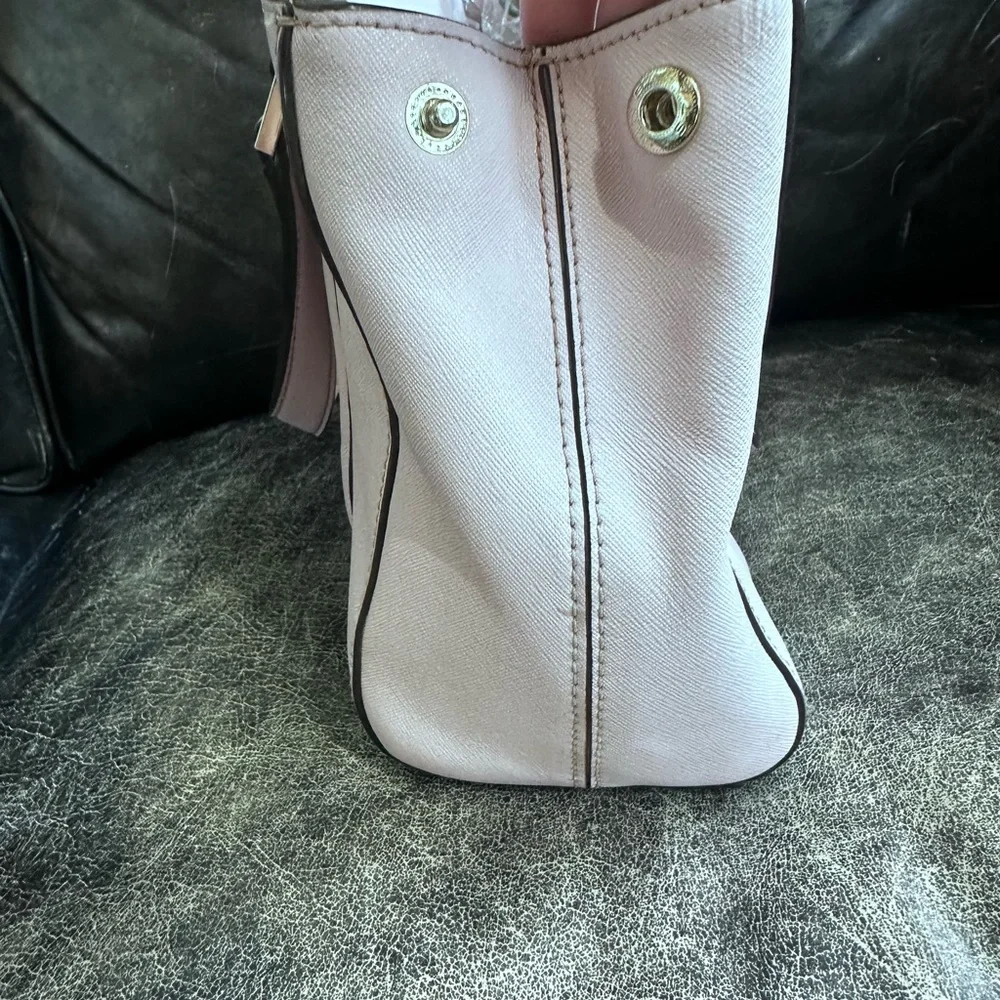Kate Spade Light Pink Satchel with Floral and butterfly  Design 100% leather